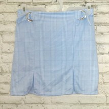 Just Polly Skirt Womens Large Blue Plaid Mini Side Slit Adjustable 90&#39;s Y2K - £16.02 GBP