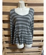 Hanger 55 Green Striped Lightweight Sweater Hoodie  Woman&#39;s Size L KG JD - $20.36 CAD