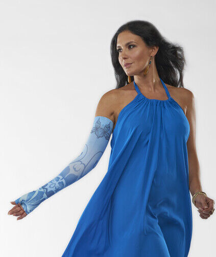 BUTTERFLY FLOWER BLUE Dreamsleeve Compression Sleeve by JUZO, Gauntlet Option - $154.99