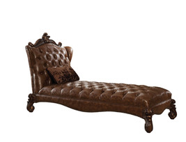76&quot; Brown and Dark Brown Faux Leather Tufted Lounge Chair And Toss Pillow - $3,013.91