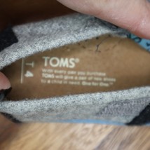 TOMS Shoes Toddler Size 4 Gray Black Blue Canvas Baby Loafers Casual Footwear - £20.55 GBP