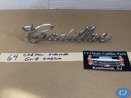 OEM 64 Cadillac FRONT GRILL SCRIPT EMBLEM BADGE #1481901/#3632378 - $98.99