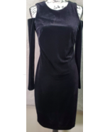 Calvin Klein Sheath Dress Womens 6 Black Velvet Cold Shoulder Sleeve Bac... - £29.29 GBP