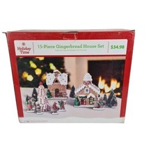 Holiday Time 15-piece Gingerbread House Set Lighted Porcelain Houses DSGB01-16 - £58.73 GBP