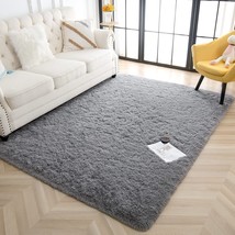 Rostyle Super Soft Fluffy Area Rugs For Bedroom Living Room, 4 Ft X 6 Ft, Grey - £29.87 GBP