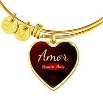Amor Nunca Se Acaba Stainless Steel or 18k Gold Heart Bracelet Bangle - £37.81 GBP+