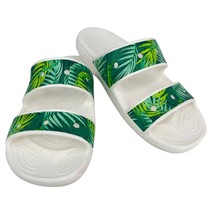 Crocs Classic Tropical Comfort Sandal Green White Leaves Slip On Slides 9  - $565.23 MXN