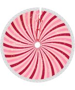 Red and Pink Spiral Christmas Tree Skirt Gorgeous Edge Tassel Lace for 3... - $510.41 MXN