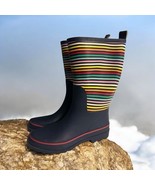 Old Navy Multicolor Stripped Navy Blue TALL BOOT: Rubber Rain Women’s Si... - €17,56 EUR