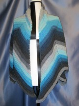 Starburst Designed Shawl in Blues and Greys - $35.00