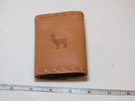 Handmade leather key holder tan to lite brown 3.75&quot; X 2.5&quot; deer buck - £10.04 GBP
