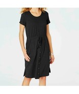 J Jill Little Black Dress L Soft Knit Cargo Style Pocket Stretch Relax M... - $63.20