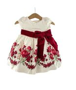 Janie and Jack Holiday Party Dress 3-6 Mon. Roses White Duppioni Silk  - $59.39