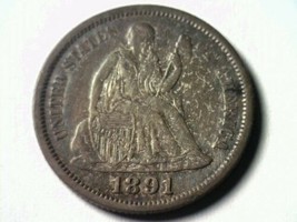 1891 Seated Liberty Dime Choice About Uncirculated Ch. Au Nice Original Coin - £92.21 GBP