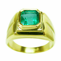 2.02 ct Emerald 14K Yellow Gold Finish Silver Men&#39;s Pinky Ring - $98.07