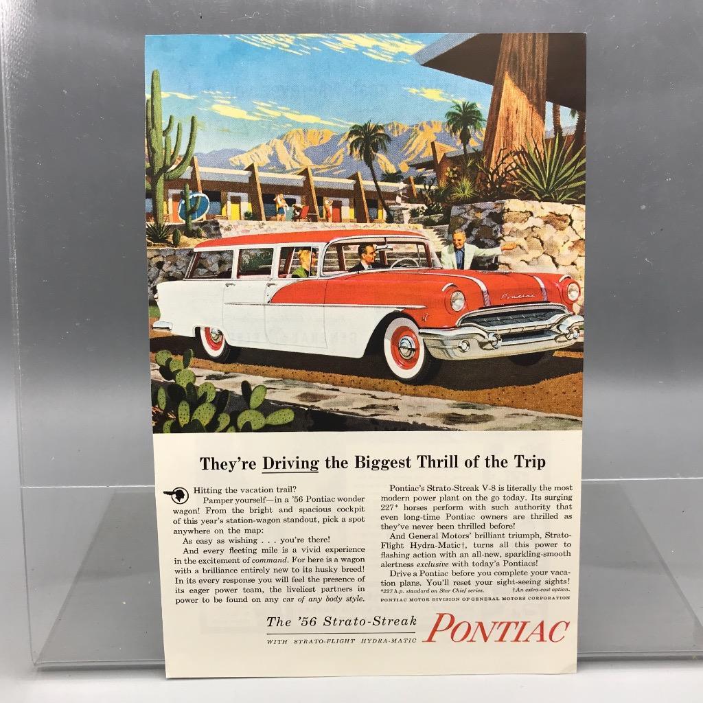 Vintage Magazine Ad Print Design Advertising Pontiac Automobiles 1956 Strato - $12.86