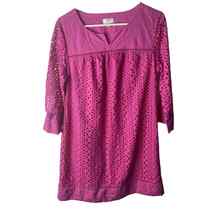 Crown And Ivy Woman Pink Eyelet Dress Formal Casual Women Size 12p Barbie - £20.05 GBP