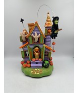 Vintage Halloween House Flying Witch Bat Ghost Lights Sounds Avon VIDEO - $38.52