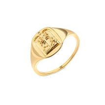 Gold Plated Signet Rings Engraved Stackable Solid Polished Ring Statemen... - £20.08 GBP