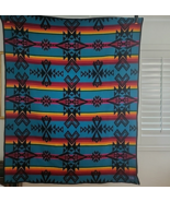 Pendleton Wool Blanket Reversible Beaver State Aztec Blue Black 60 x 73 ... - $185.00