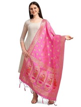 Women&#39;s Dupatta Banarasi Silk Zari Scarf Stole/Shawls Color-Sweet Pink - £13.71 GBP
