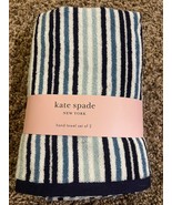 Kate Spade 2 Blue Stripe Hand Towels 100% Cotton 16” X 30” - $598.59 MXN