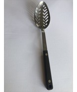 Ekco Flint Slotted Spoon Vanadium Stainless Steel Black Handle Vintage U... - $21.78