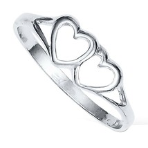 14K Gold Plated Silver Engagement Double Heart Promise Wedding Band Ring - $40.96 CAD