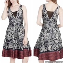 RACHEL Rachel Roy NWT Paisley-Print A-Line Dress Size 2 Knee Length Slee... - $32.44