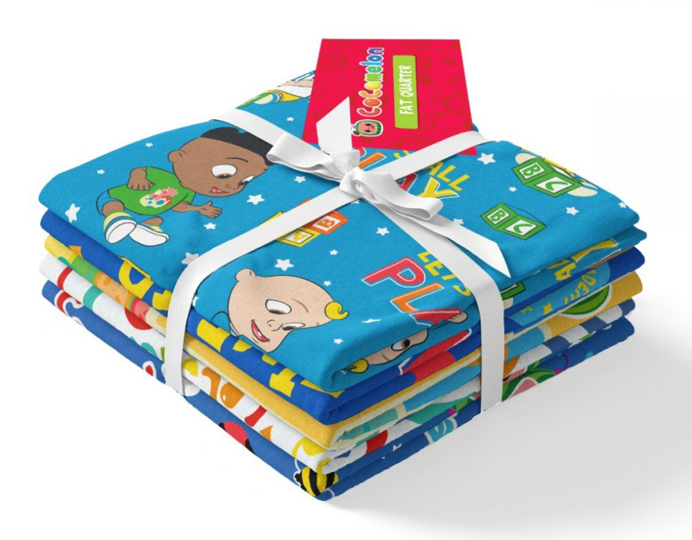 COCOMELON COTTON FABRIC - FAT QUARTER BUNDLE - BLUE - $14.98
