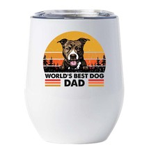 World&#39;s Best Pit bull Dog Dad Wine Tumbler 12oz White Cup Gift For Dog Pet Lover - £18.27 GBP