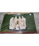 International Bazaar Porcelain Ivory Gold Nativity Set w/ Wood Base 7” - $24.50