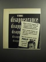 1951 Rinehart &amp; Co. Book Ad - The Disappearnace by Philip Wylie - £14.52 GBP