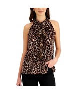 Charter Club Women XL Leopard Print Sedona Dust Combo Velvet Halter Top ... - $456.29 MXN
