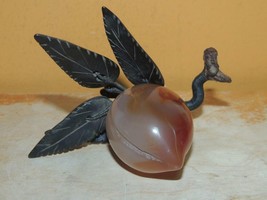Vintage Chinese Carmel Agate Peach Branch Leaves Carnelian Jadeite Jade ... - €34,83 EUR