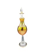 Large Vintage Egyptian Blown Glass Perfume Bottle Decanter Pink Iridesce... - $34.09