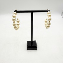 Pearl Hoop Earrings Strung Faux Gold Tone - $19.99