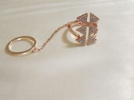 INC Sizes 4,6 Rose Gold Tone Simulated Diamond Chain Double Ring Y384 - £9.05 GBP
