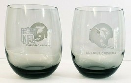 NFL St Louis Cardinals Smokey Grey High Ball Glass 12 Oz Set of 2 Vtg - $16.82