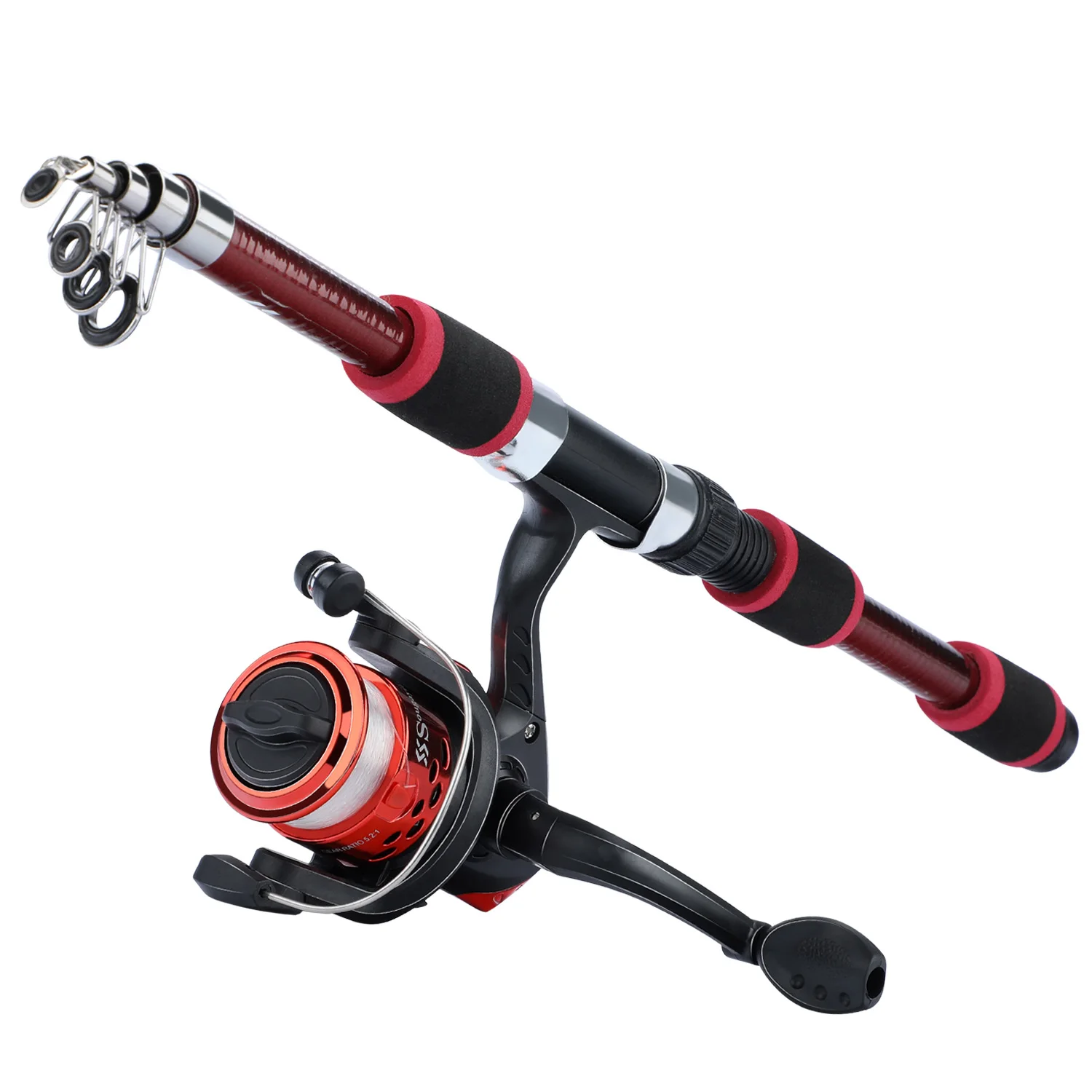 Sougayilang Spinning Fishing Rod and Reel Combo1.8M Telescopic Rod with 5.2:1 3B - £82.59 GBP