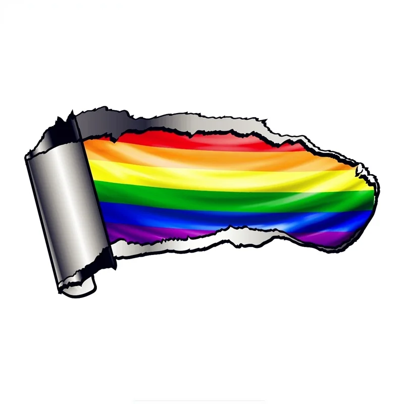 1 Pcs  Open Gash Torn  Design with  Gay Pride Flag External Vinyl Car Sticker 20 - £57.42 GBP
