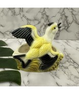 Vintage Bird Planter Vase Yellow Black Flying Ceramic Decor Mid Century ... - $25.73