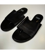 Eileen Fisher Black Leather Toe Ring Slides Sandals 6.5 Vero Cuoio Minim... - $59.99