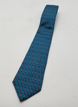 CHRISTIAN DIOR Silk Equestrian Horsebit All Over Print Teal Blue Men Necktie Tie - £20.57 GBP