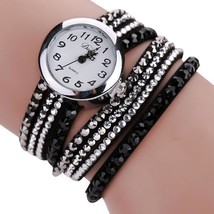 Chic Minimalist Leather Fashion Ladies Watches Rhinestone Bracelet - £23.88 GBP