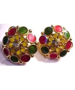 STUNNING BUTTON RUNWAY JOSE MARIA BARRERA EARRINGS CLIP ON - $75.00