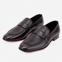 The Dorian Black Snake & Baby Buffalo Leather Loafer Men Shoe image 3