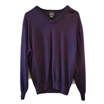 Jos A Bank Collection Pullover 100% Italian Wool Purple V Neck Sweater L - £18.57 GBP