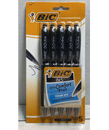 Bic Bu3 Round Stick Grip Ball Black Pen 5 Count New In Package - $14.84