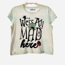 Disney Womens Tshirt White L Cotton We&#39;re All Mad Here Graphic Tee Short... - $11.21
